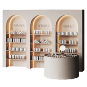Beauty salon cosmetic set with arches in beige