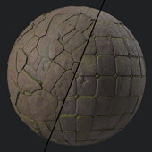Pavement Materials 78- Brush Rock By Mossy | Sbsar Pbr 4k Seamless