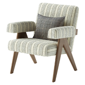 Boro Stripe Ashton Upholstered Teak Accent Chair