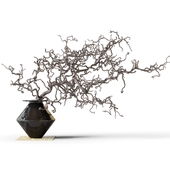 Dry branch in a black vase