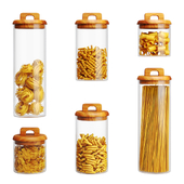 Kitchen set of 6 pasta jars