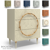Chest of drawers Art Color leaves with 3 drawers Classic Gold