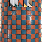 checkerboard tile PBR 4K texture set 002