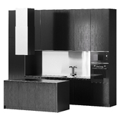 Black minimalist kitchen with steel elements