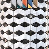 checkerboard tile PBR 4K texture set 004