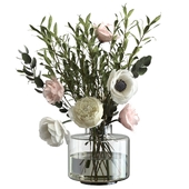 Bouquet of olives, anemones and peonies