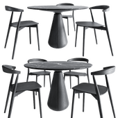 Udukkai Circular Table and Newood Light Side Chair