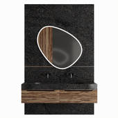 Bathroom Furniture 03 - Black Stone and Wood