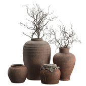 Artisan Rustic Vases with curly branches