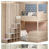 Кровать дизайнерская двухуровневая Kids room 12