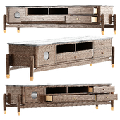 Walnut TV Stand Faux Marble