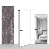 ОМ Двери INVISIBLE DOORS керамогранит, зеркало  на деревянном каркасе с алюминиевой кромкой