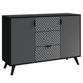 Modern chest of drawers with graphic design, 3 sections