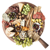 Large tray with fruit, meat, sausages and cheese