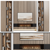 TV wall modular in modern minimalist style with decor 09