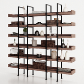 Rack - Shelf 13 - Wooden Shelves with Decorative Objects and Branches