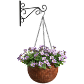 Hanging basket flowerpot rattan pot with flowers