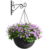 Hanging basket flowerpot pot made of rattan with flowers