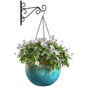 Hanging basket flowerpot pot with flowers