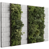 Plants Set Partition In Concrete Plates - Vertical Graden Wall Decor Set 70