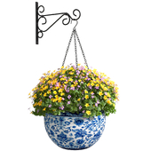 Hanging Italian vase flowerpot pot basket with flowers.Wall Mount Hanging Plants