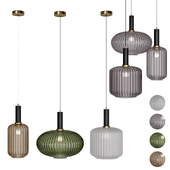Scandinavian style pendant lamp with ribbed glass
