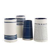 Handmade Decorated Indigo Ceramic Vase Blue
