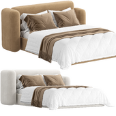 Noemi White Fabric Minimalist Bed