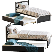Twin Size Platform Bed Wood Bed Frame with Trundle