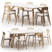 Scandinavian solid wood dining table and chairs