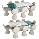 Terrazzo and epoxy resin table with Bonaldo YOUPI Chair