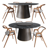 Laskasas Marilyn table round table and Dale Italia in Breve chair