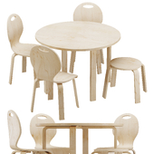 Детский стол со стульями Natural, Kelebek