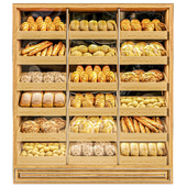 Showcase in a bakery with pastries 2. Bread