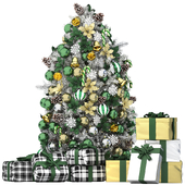 christmas tree with green ornaments