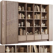 rattan wooden Shelves Decorative With Book - Wooden Rack 16