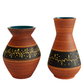Set of 2 Ceramic Pottery Vase Heinz Siery Carstens Tonnieshof