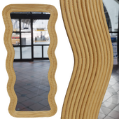 Зеркало волнистой формы с отделкой из ротанга  Kiza
