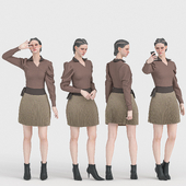 Woman With Skirt in 04 Poses