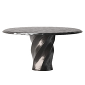 CB2-LUCIA ROUND BLACK RESIN DINING TABLE