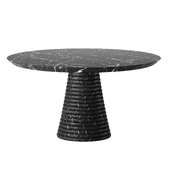 CB2-TAZA ROUND BLACK MARBLE DINING TABLE