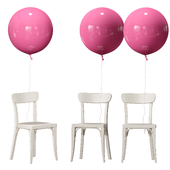 White wooden chair with balloon