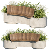 Bench with Plants - Urban Furniture 03