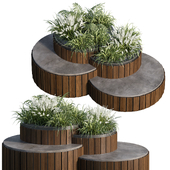 Bench with Plants - Urban Furniture 04