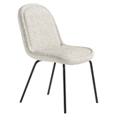Aimin chair in white fleece and steel legs with a matte beige painted finish
