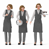 Waiter Woman at Restaurant 03 poses