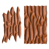 Gouged walnut wood wall panel