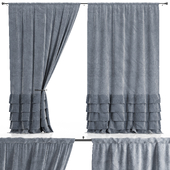 Set of curtains with frills