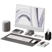 Desktop decor with apple appliances