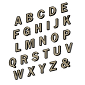 Illuminated volumetric letters with light bulbs Latin alphabet